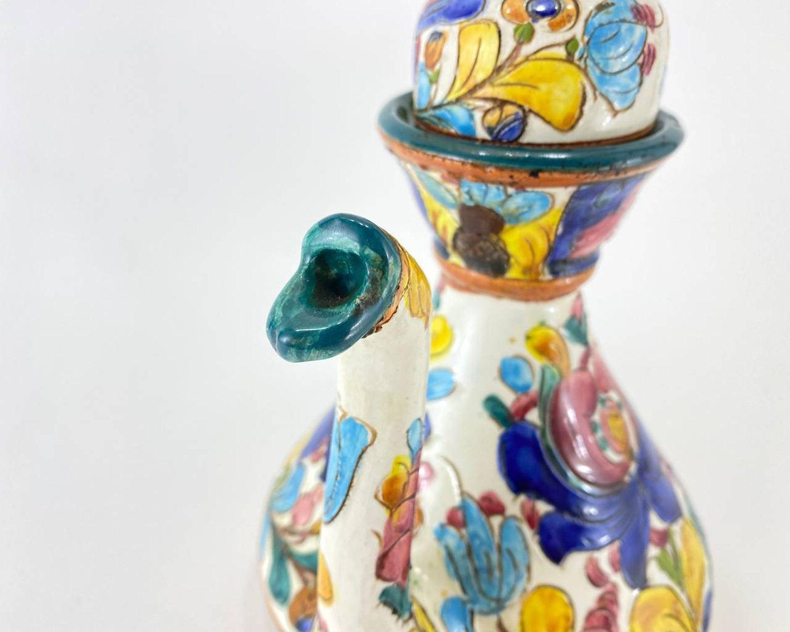 Allemand Bouilloire décorative vintage en céramique Assbrock Keramik Majolika, Allemagne en vente
