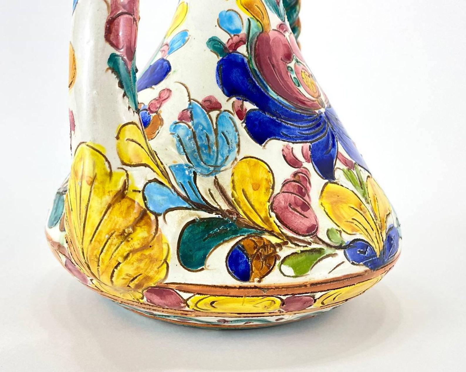 Milieu du XXe siècle Bouilloire décorative vintage en céramique Assbrock Keramik Majolika, Allemagne en vente