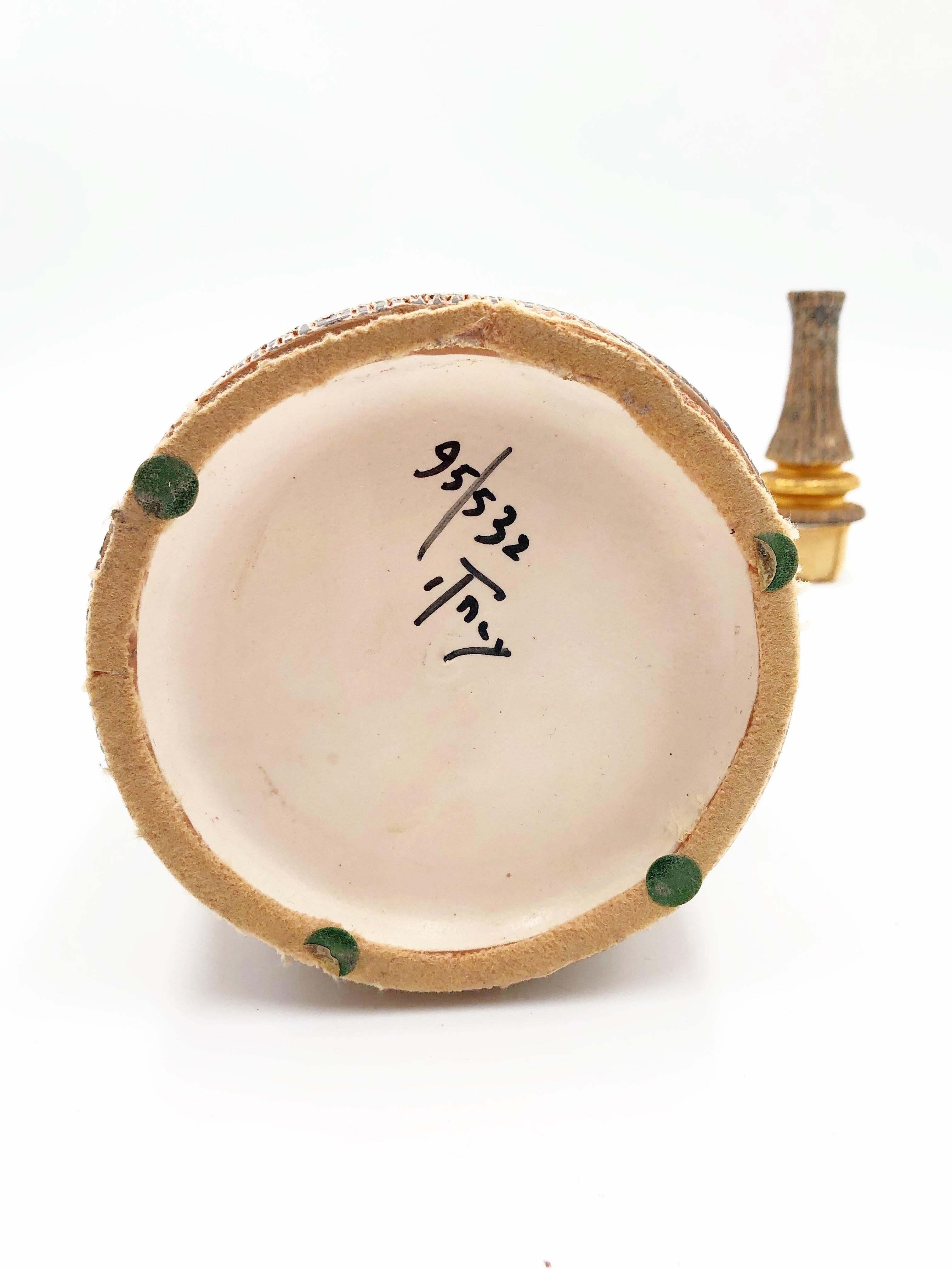 Vintage Dekorative Bitossi Seta Keramik Deckelflasche Gefäß:: Made in Italy im Angebot 3