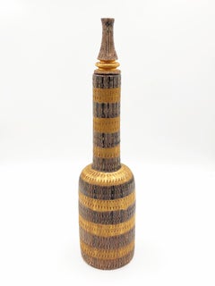 Vintage Decorative Bitossi Seta Ceramic Lidded Bottle Vessel, Made in Italy
