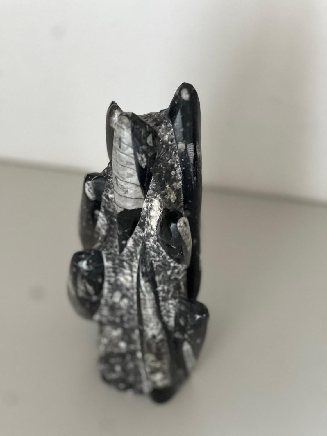Vintage Escultura decorativa de piedra fósil, marroquí Orthoceras en Excelente estado para la venta en Milano, IT