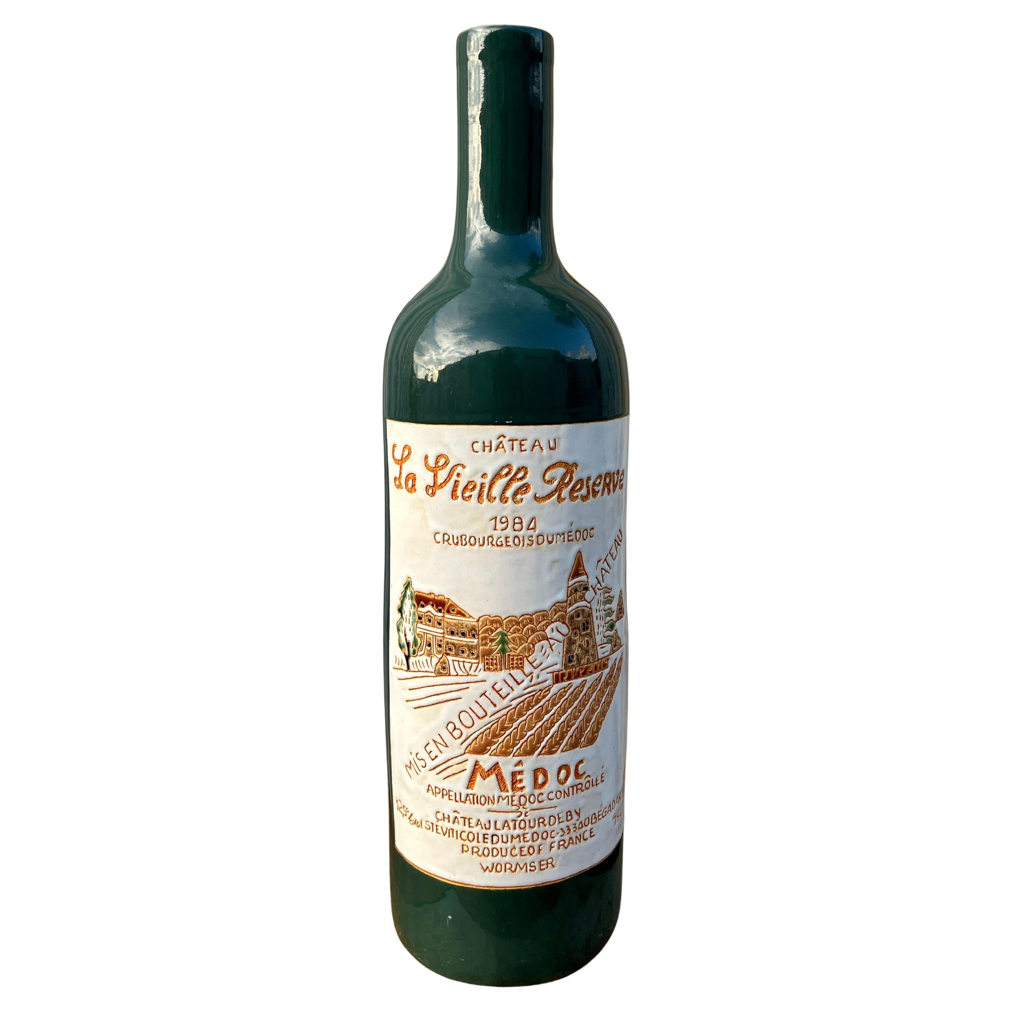 Vintage Decorative Ceramic Wine Bottle Chateau La Vielle Reserve. Circa 1990s