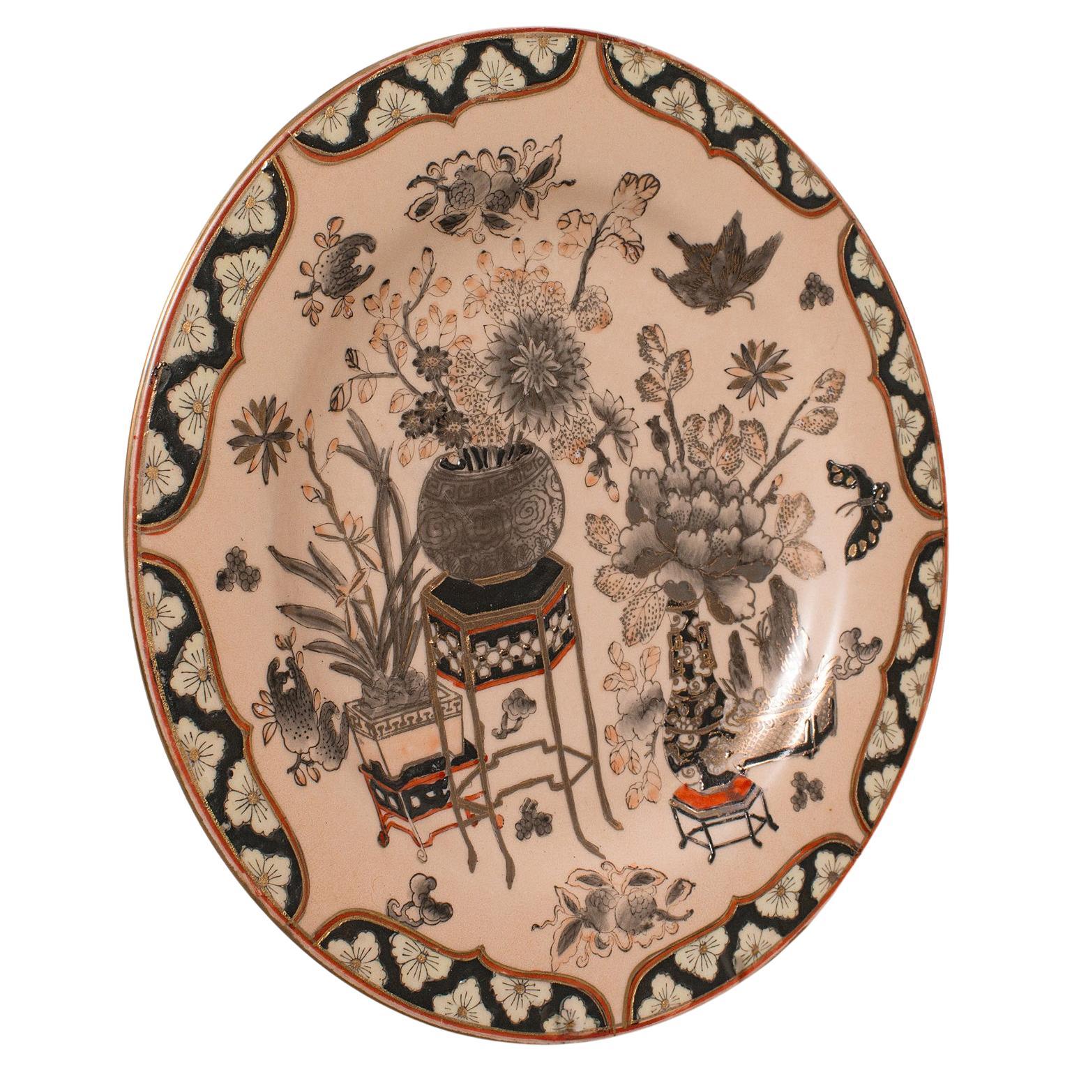 Vintage Decorative Charger, Chinese, Ceramic, Display Plate, Art Deco, C.1940