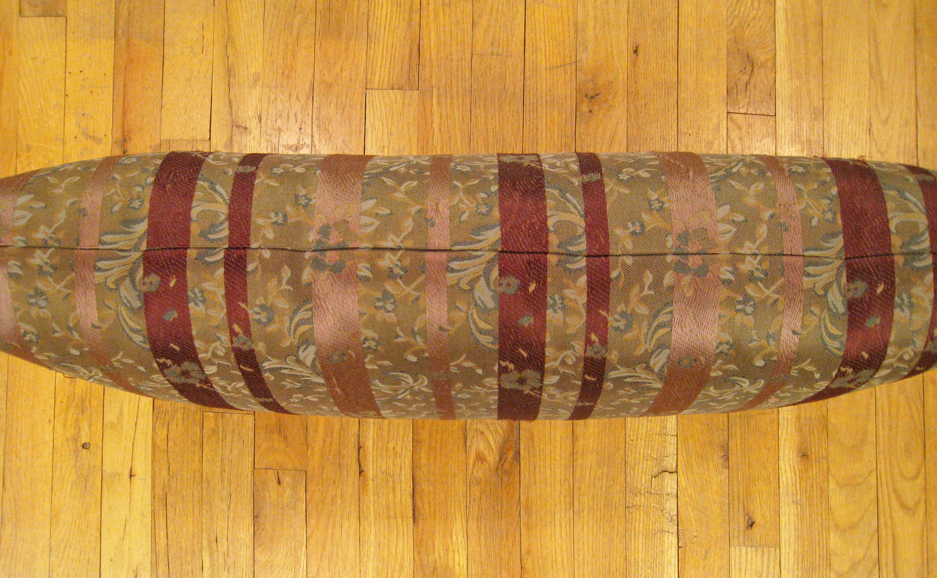Vintage Decorative Chinoiserie Brocade Pillow with Stripes For Sale 1