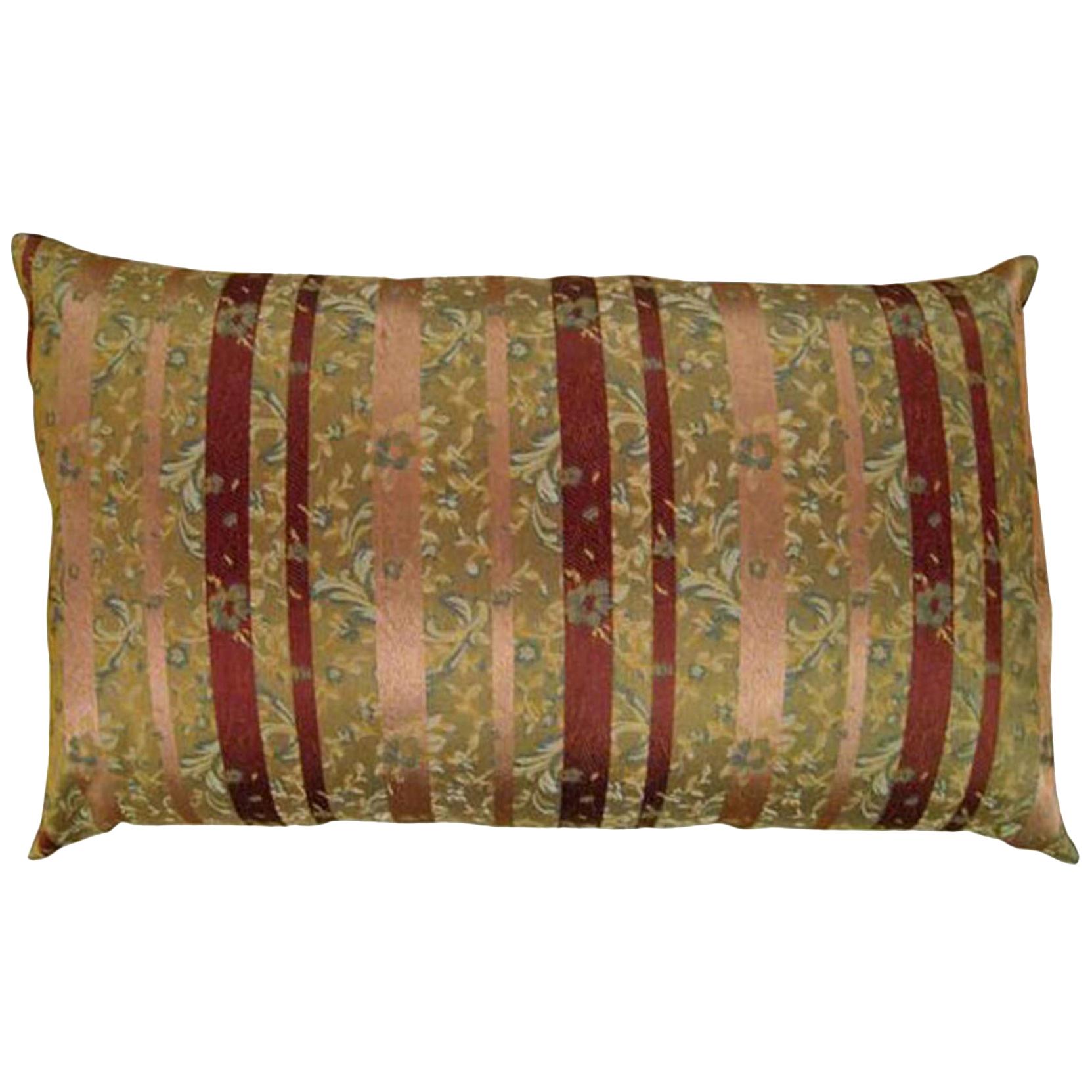 Vintage Decorative Chinoiserie Brocade Pillow with Stripes For Sale