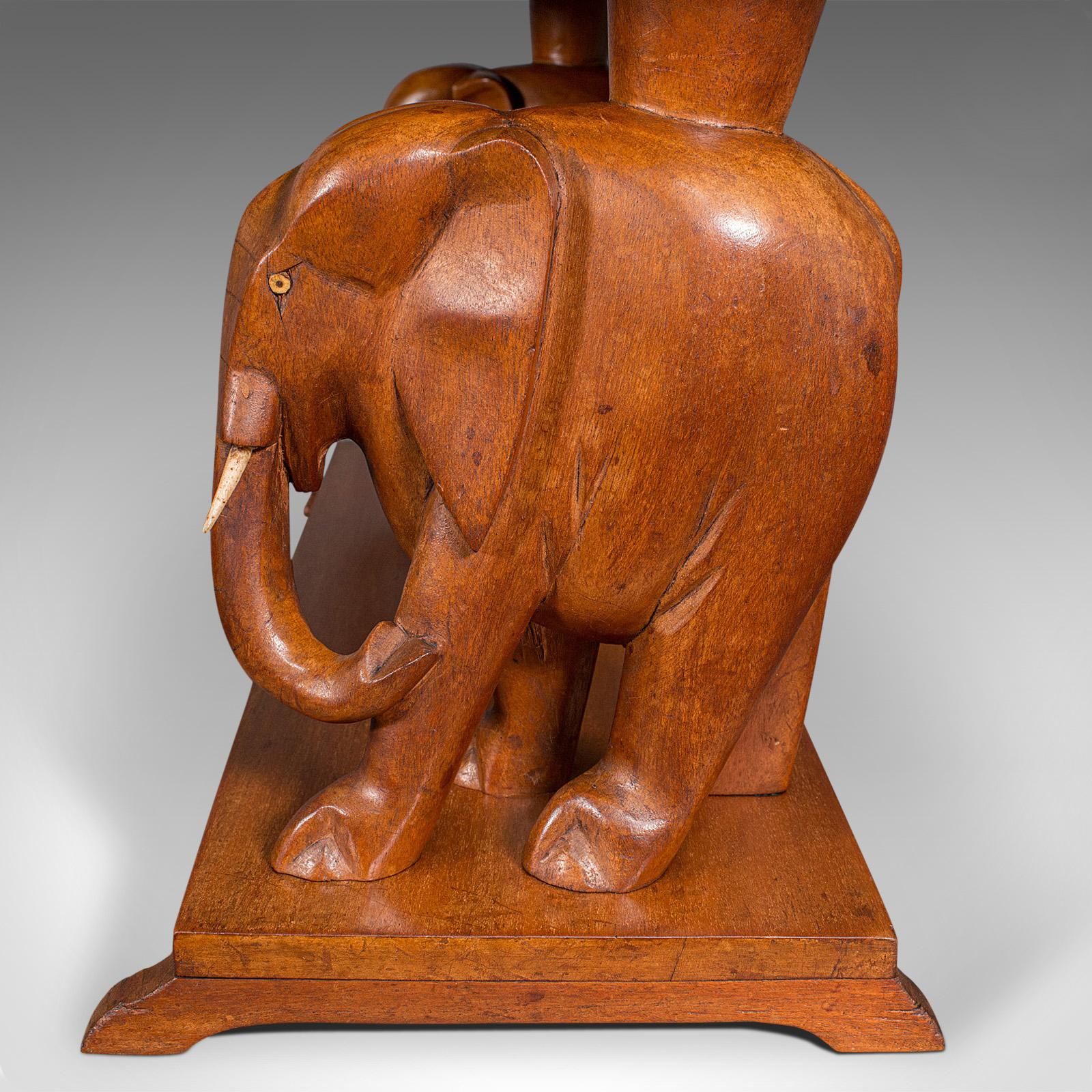 Vintage Decorative Coffee Table, Asian, Mahogany, Side, Elephants, Art Deco 3