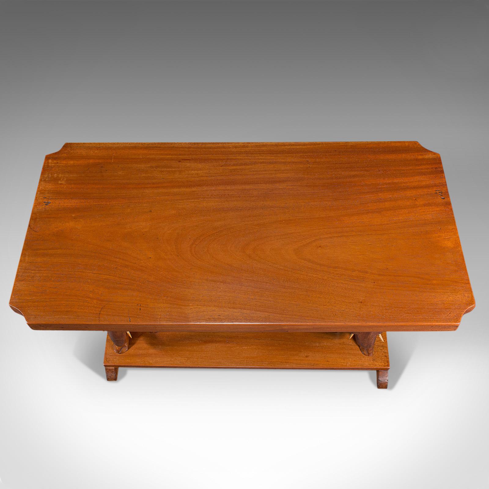 Vintage Decorative Coffee Table, Asian, Mahogany, Side, Elephants, Art Deco 1