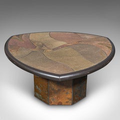 Vintage Decorative Coffee Table, Dutch, Slate, Brass, Paul Kingma, Brutalist