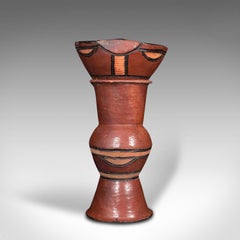 Vintage Decorative Cooking Pot, African, Terracotta, Plant Stand, Jardinière