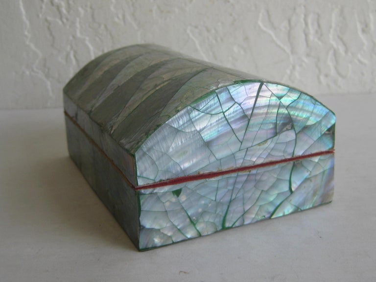 Vintage Decorative Crackled Natural Abalone Shell Desk Stash Jewelry