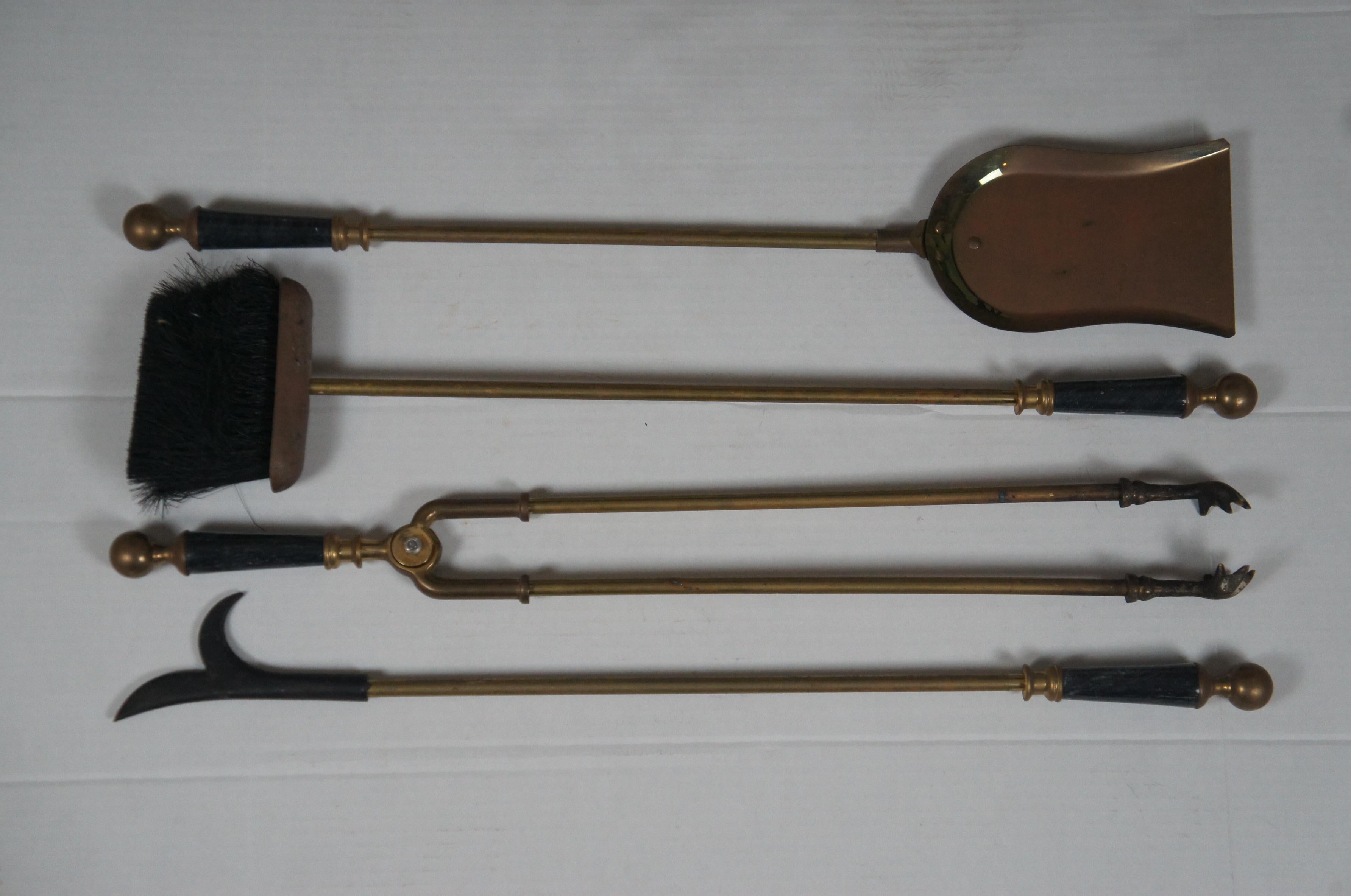 Vintage Decorative Crafts 5 Pc Brass Marble Hearth Fireplace Tools 2921 31
