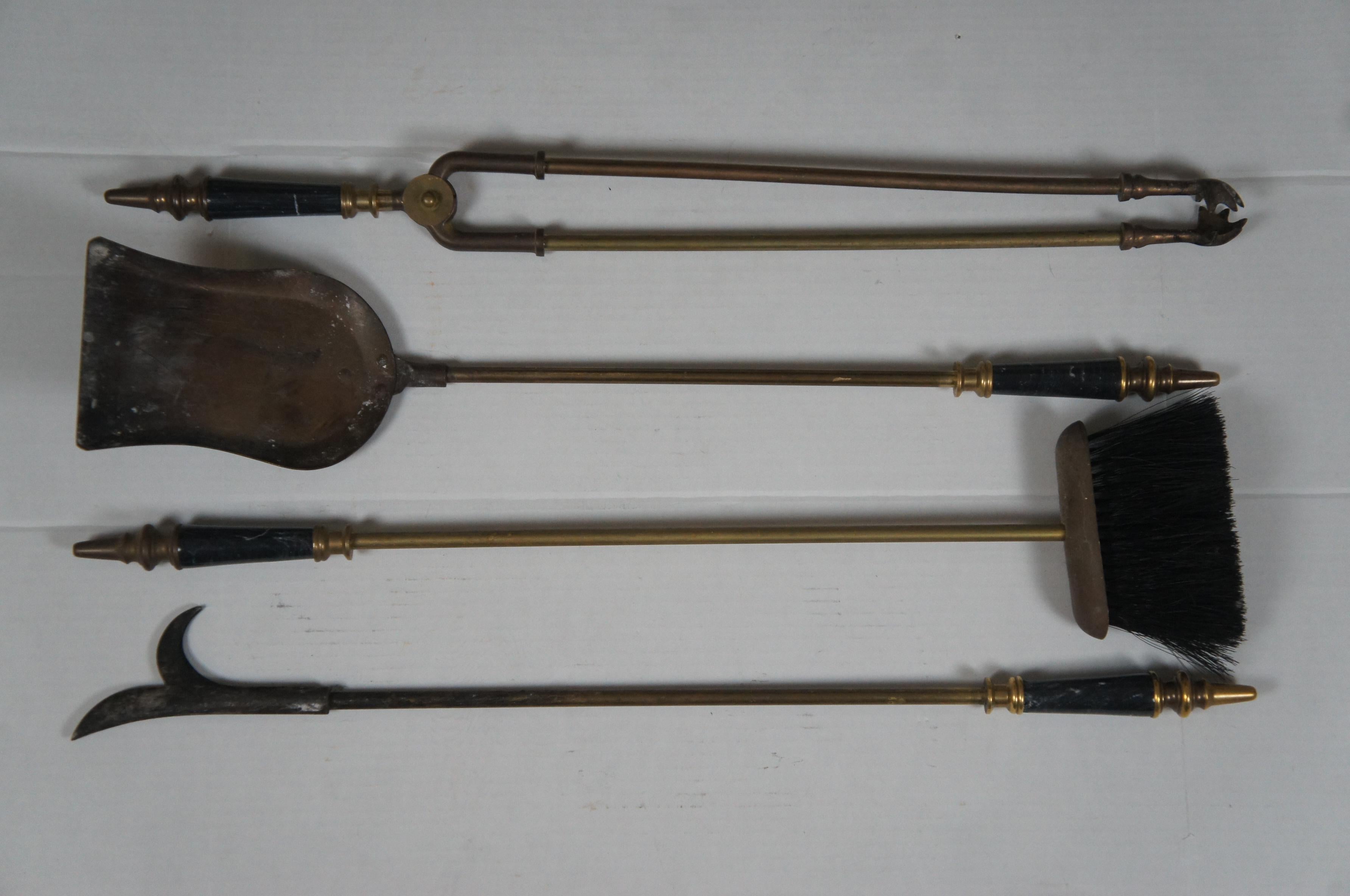 Vintage Decorative Crafts 5 Pc Brass Marble Hearth Fireplace Tools 2924 32