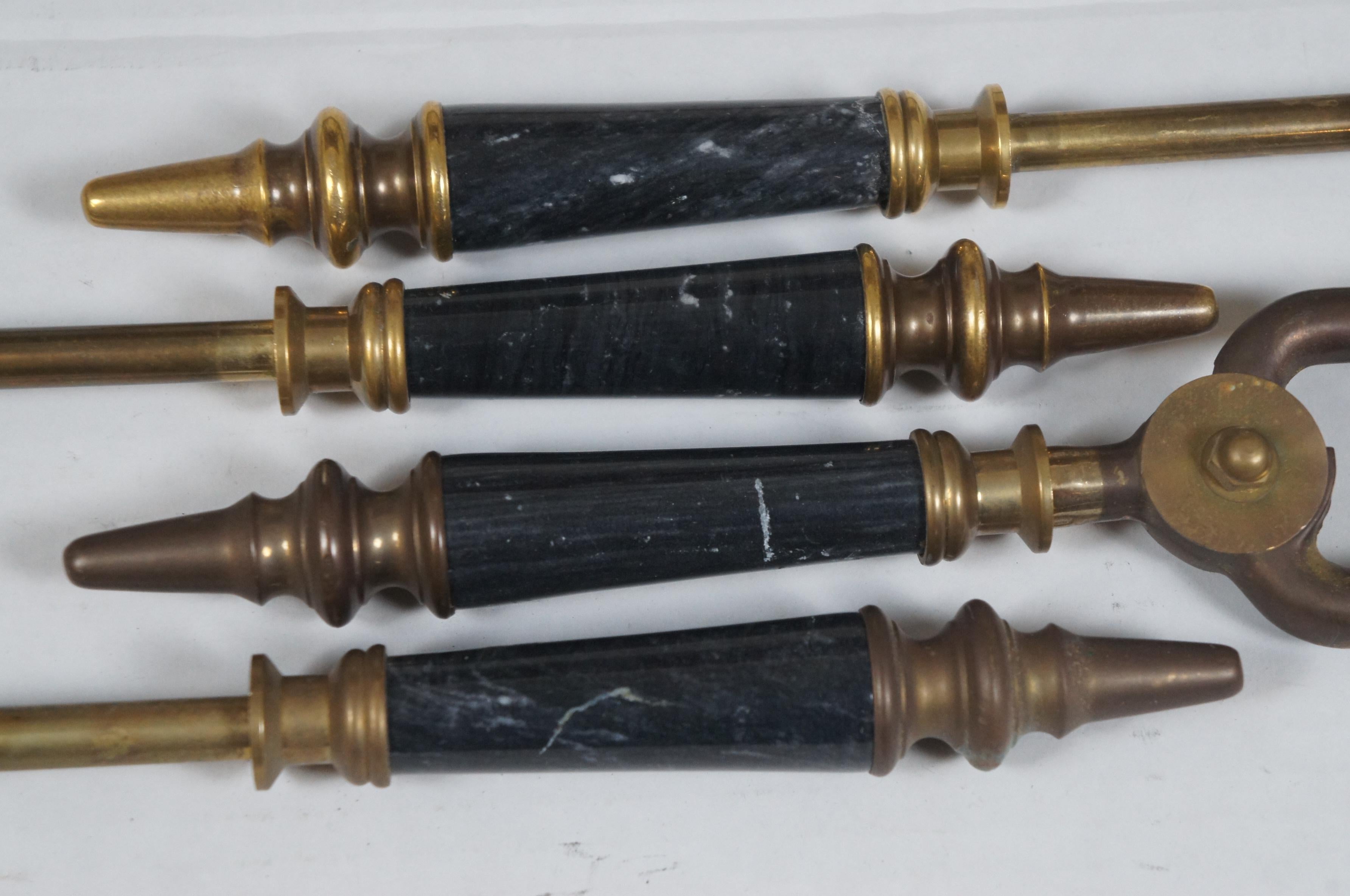 Vintage Decorative Crafts 5 Pc Brass Marble Hearth Fireplace Tools 2924 32