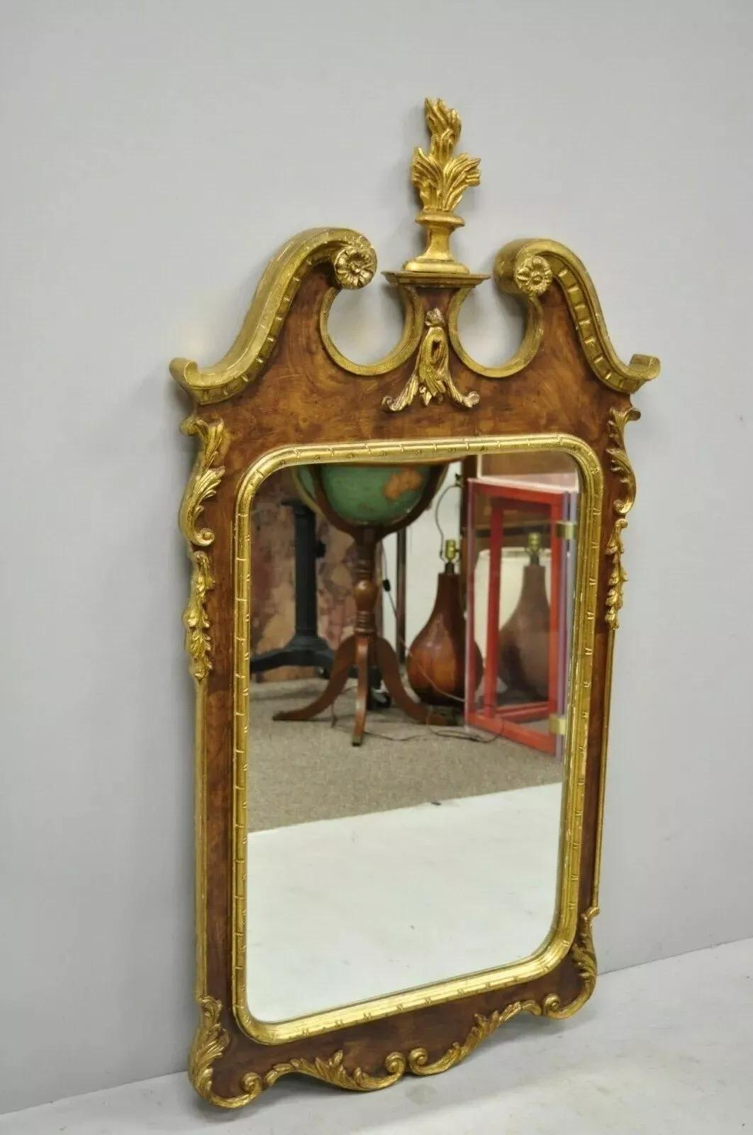 Vintage Decorative Crafts Inc American Federal Carved Wood Gold Gilt Wall Mirror For Sale 5
