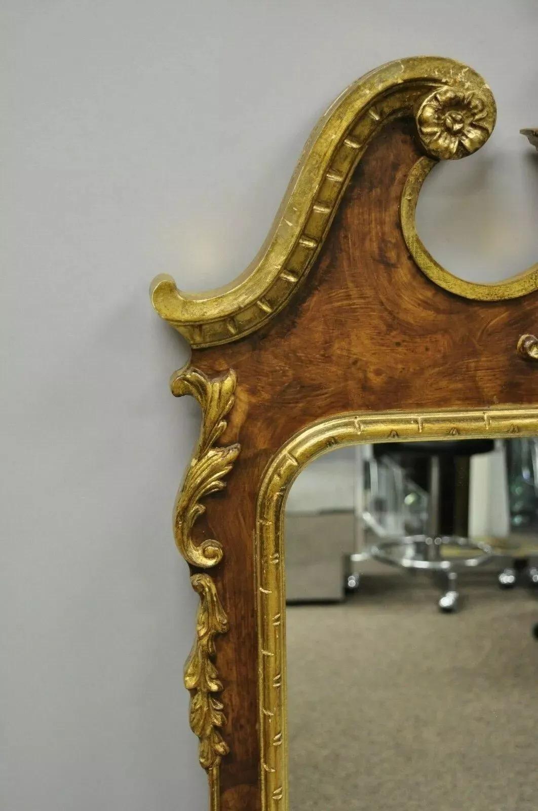 20th Century Vintage Decorative Crafts Inc American Federal Carved Wood Gold Gilt Wall Mirror For Sale