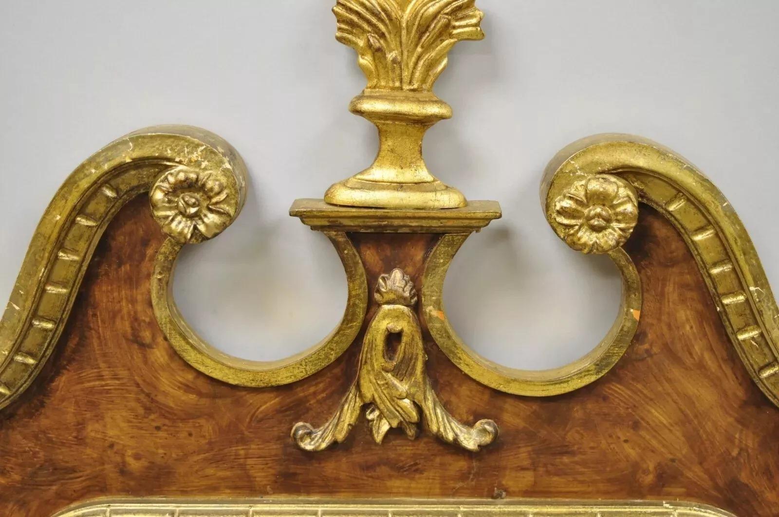 Vintage Decorative Crafts Inc American Federal Carved Wood Gold Gilt Wall Mirror For Sale 1