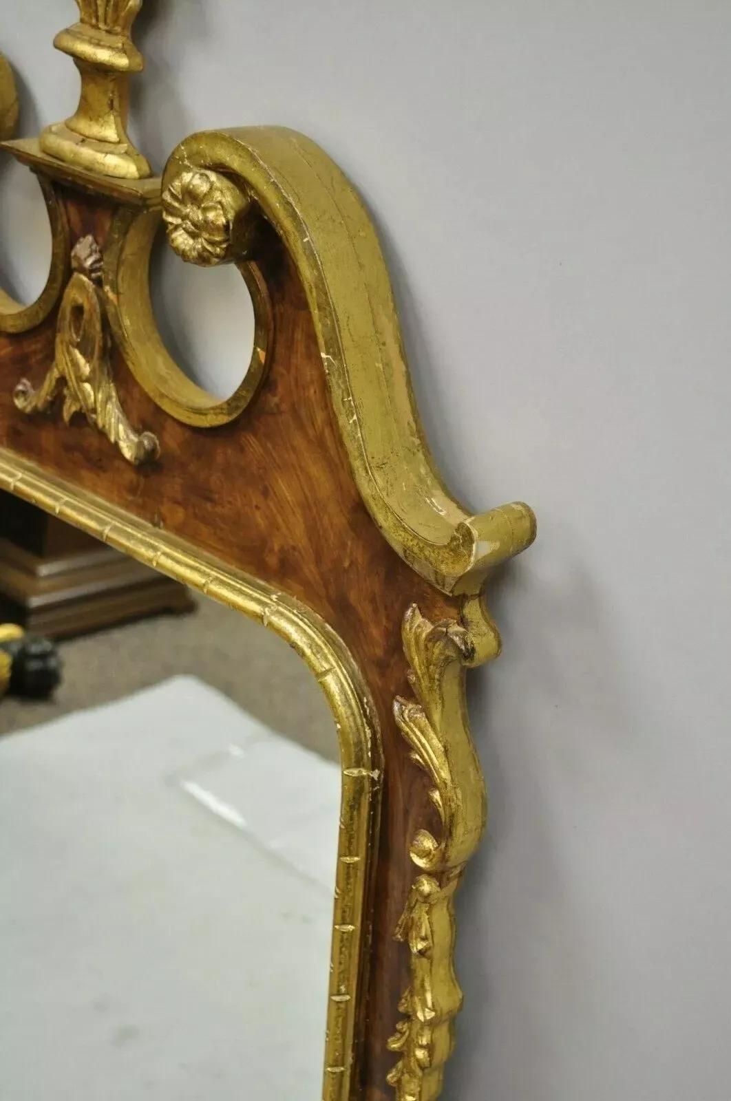Vintage Decorative Crafts Inc American Federal Carved Wood Gold Gilt Wall Mirror For Sale 2