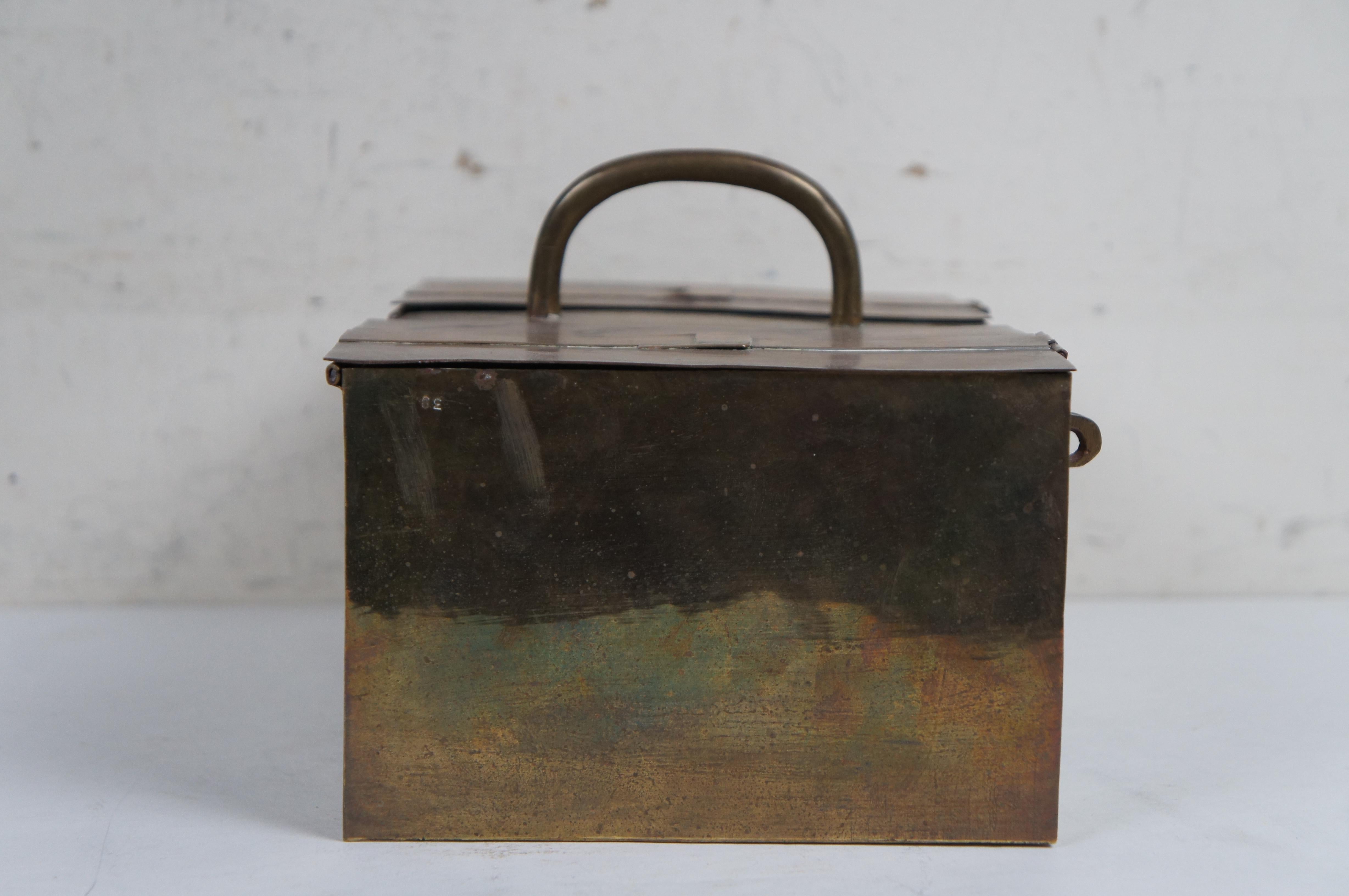 Vintage Decorative Crafts India Brass Money Keepsake Strong Lock Box 9.5