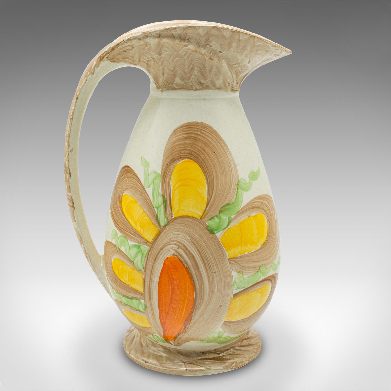 British Vintage Decorative Creamer Jug, English, Ceramic, Milk Pourer, Art Deco, C.1930 For Sale