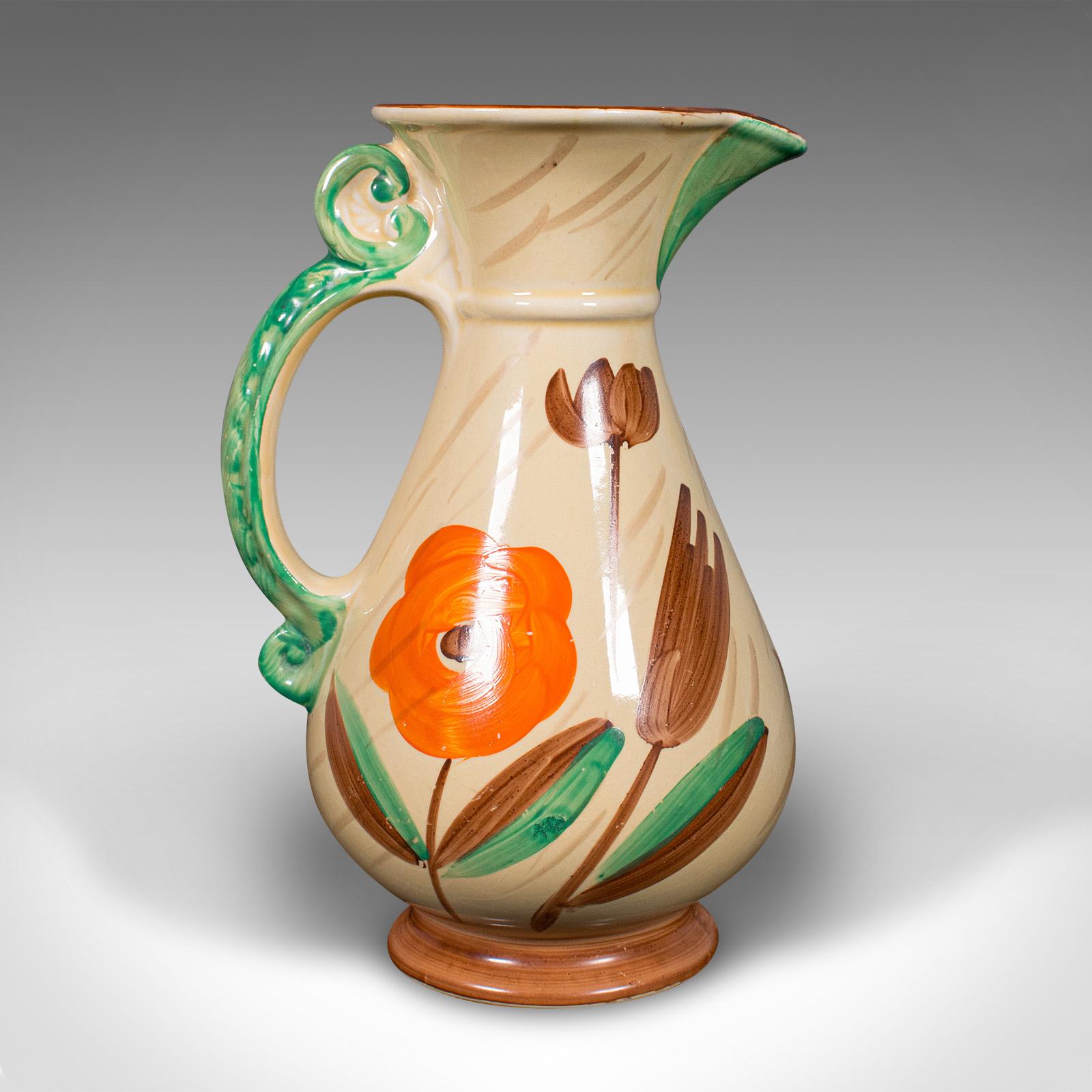 British Vintage Decorative Custard Jug, English, Ceramic, Dessert Pourer, Art Deco, 1930 For Sale