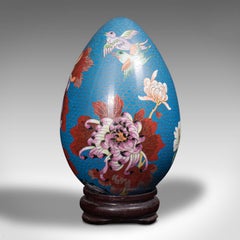Vintage Decorative Egg, Chinese, Cloisonne, Ornament, Late Art Deco, circa 1940