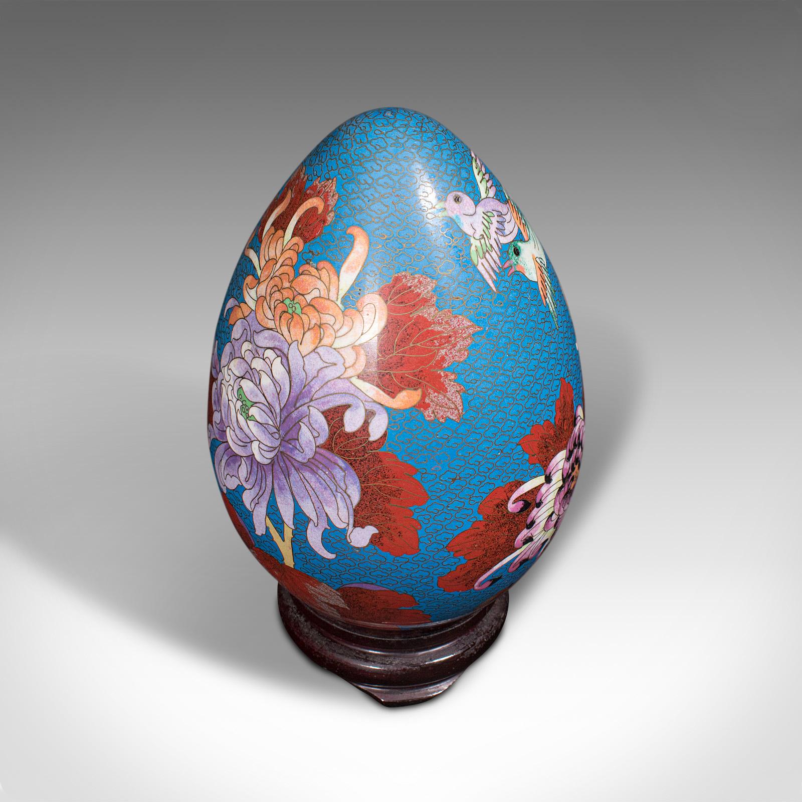 Vintage Decorative Egg, Chinese, Cloisonne, Ornament, Late Art Deco, circa 1940 For Sale 1