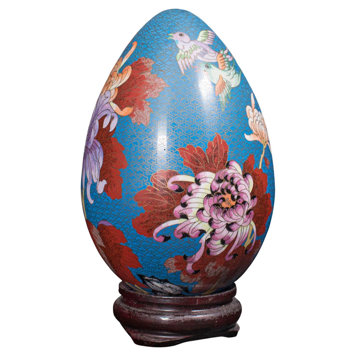 Vintage Decorative Egg, Chinese, Cloisonne, Ornament, Late Art Deco, circa 1940 For Sale