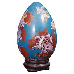 Vintage Decorative Egg, Chinese, Cloisonne, Ornament, Late Art Deco, circa 1940