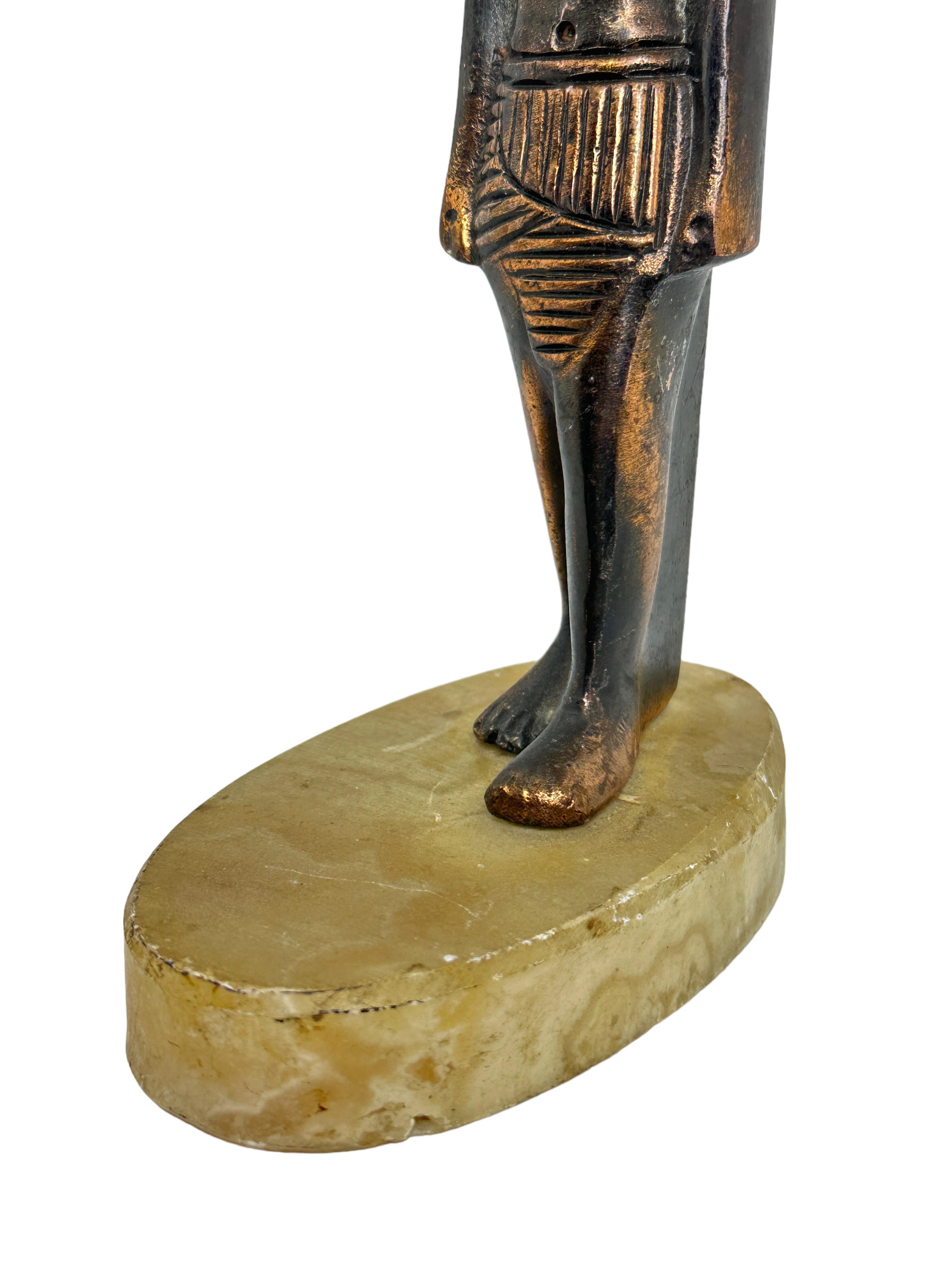 Vintage Decorative Egyptian Pharaoh Statue on Marble Base, Grand Tour Souvenir For Sale 3