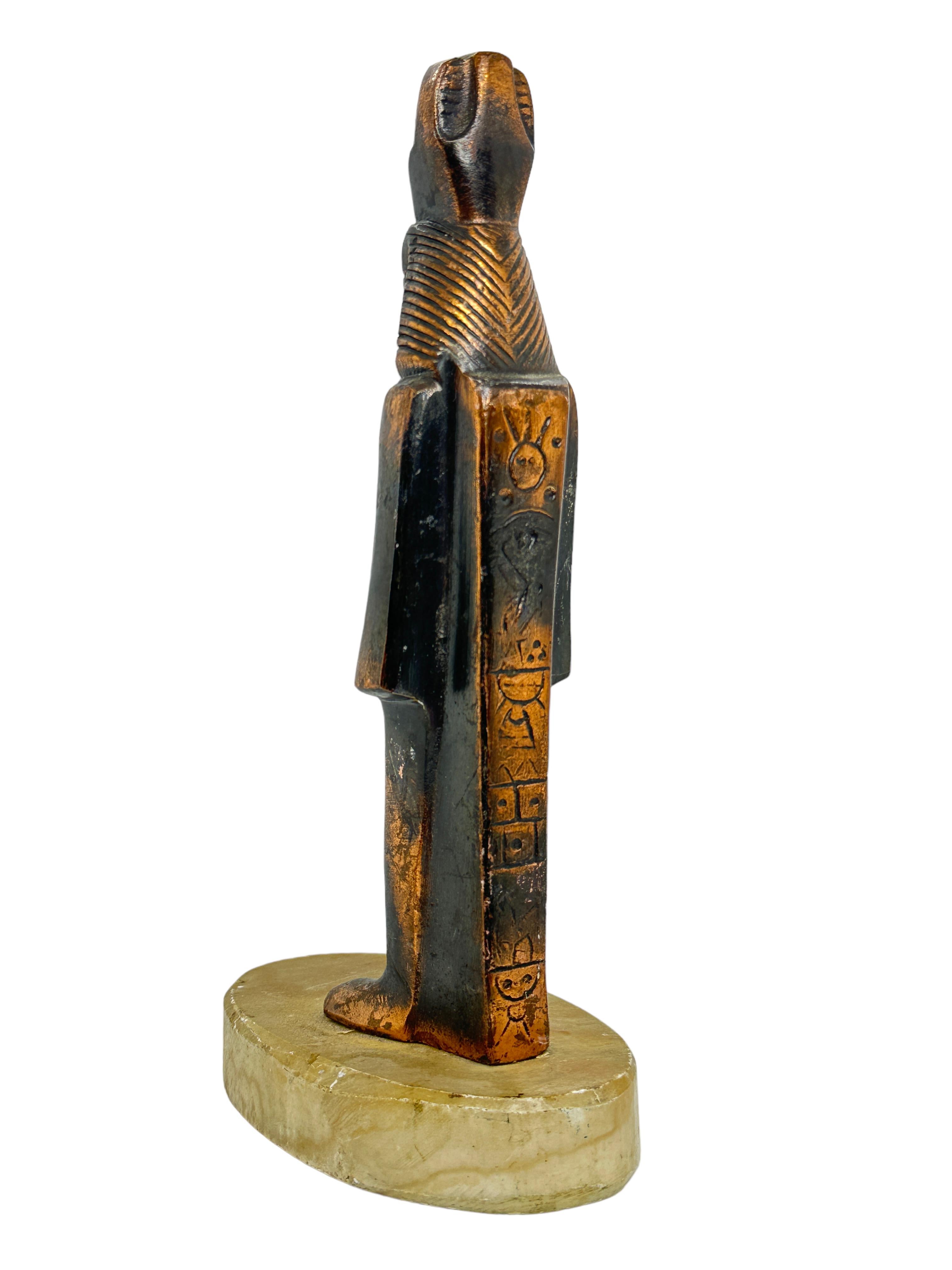 Late 20th Century Vintage Decorative Egyptian Pharaoh Statue on Marble Base, Grand Tour Souvenir For Sale