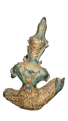 Vintage Decorative Figure Gilt Bronze, Statue, Thai Deity
