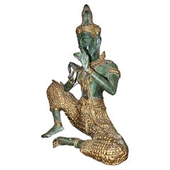 Vintage Decorative Figure Gilt Bronze, Statue, Thai Deity