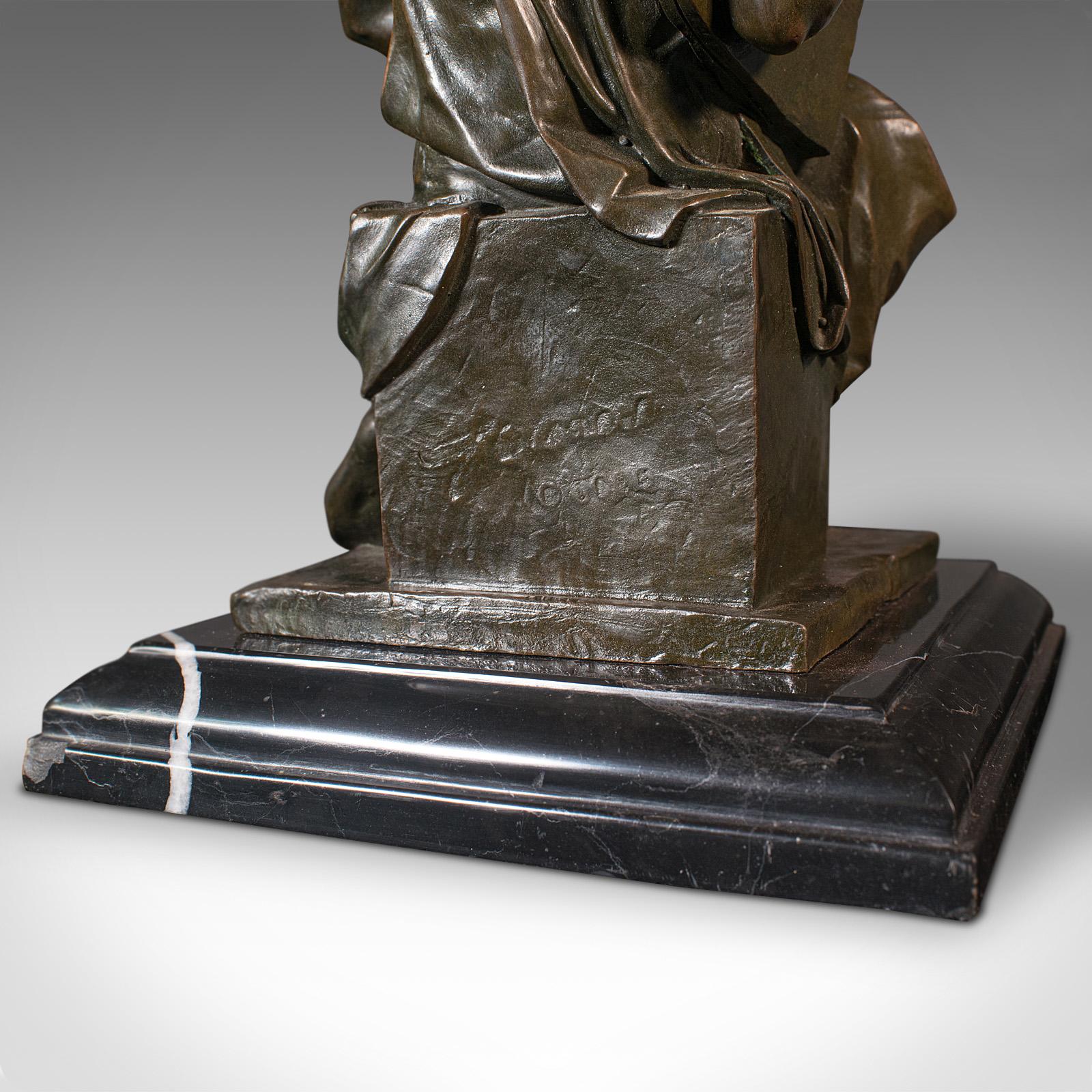 Statue décorative vintage de Moïse, anglaise, en bronze, d'après Michel-Ange en vente 3