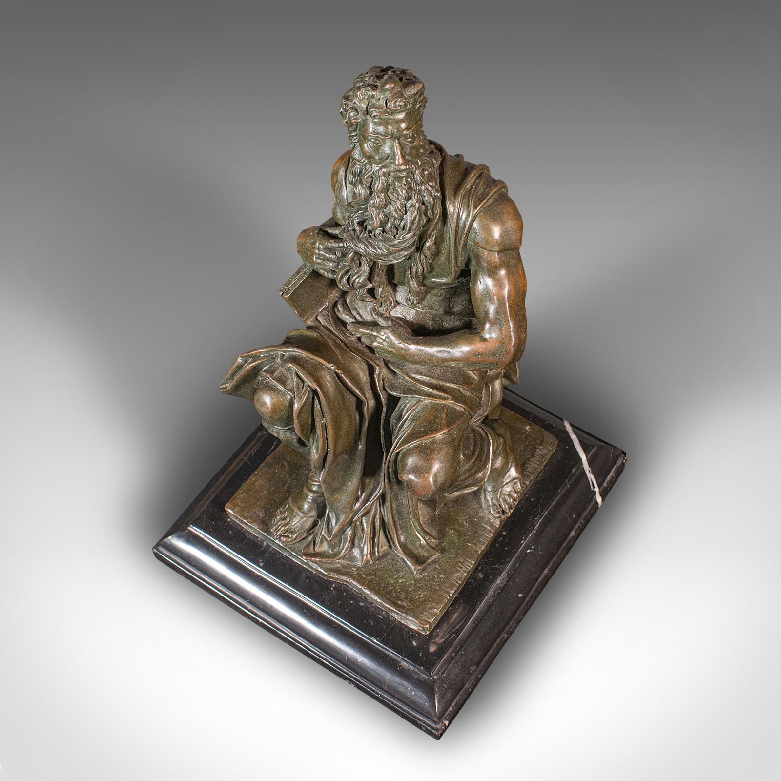 British Vintage Decorative Figure of Moses, English, Bronze, Statue, After Michelangelo For Sale