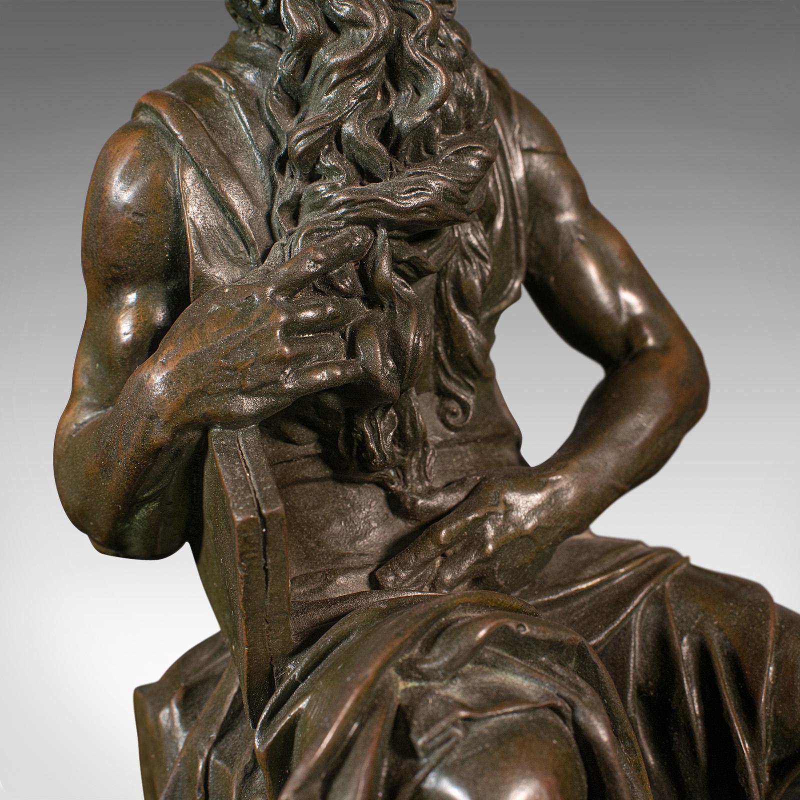 Statue décorative vintage de Moïse, anglaise, en bronze, d'après Michel-Ange en vente 1