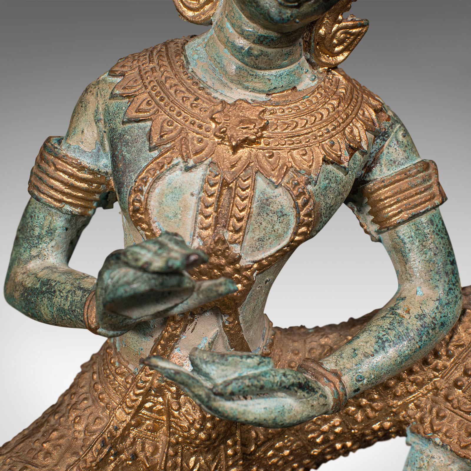 Vintage Decorative Figure, Oriental, Gilt Bronze, Statue, Thai Deity, Art Deco For Sale 3