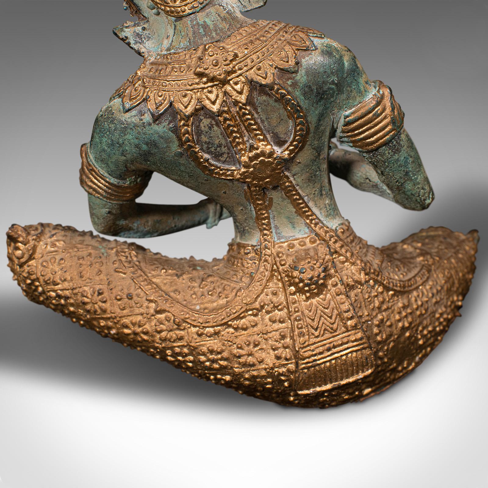 Vintage Decorative Figure, Oriental, Gilt Bronze, Statue, Thai Deity, Art Deco For Sale 4