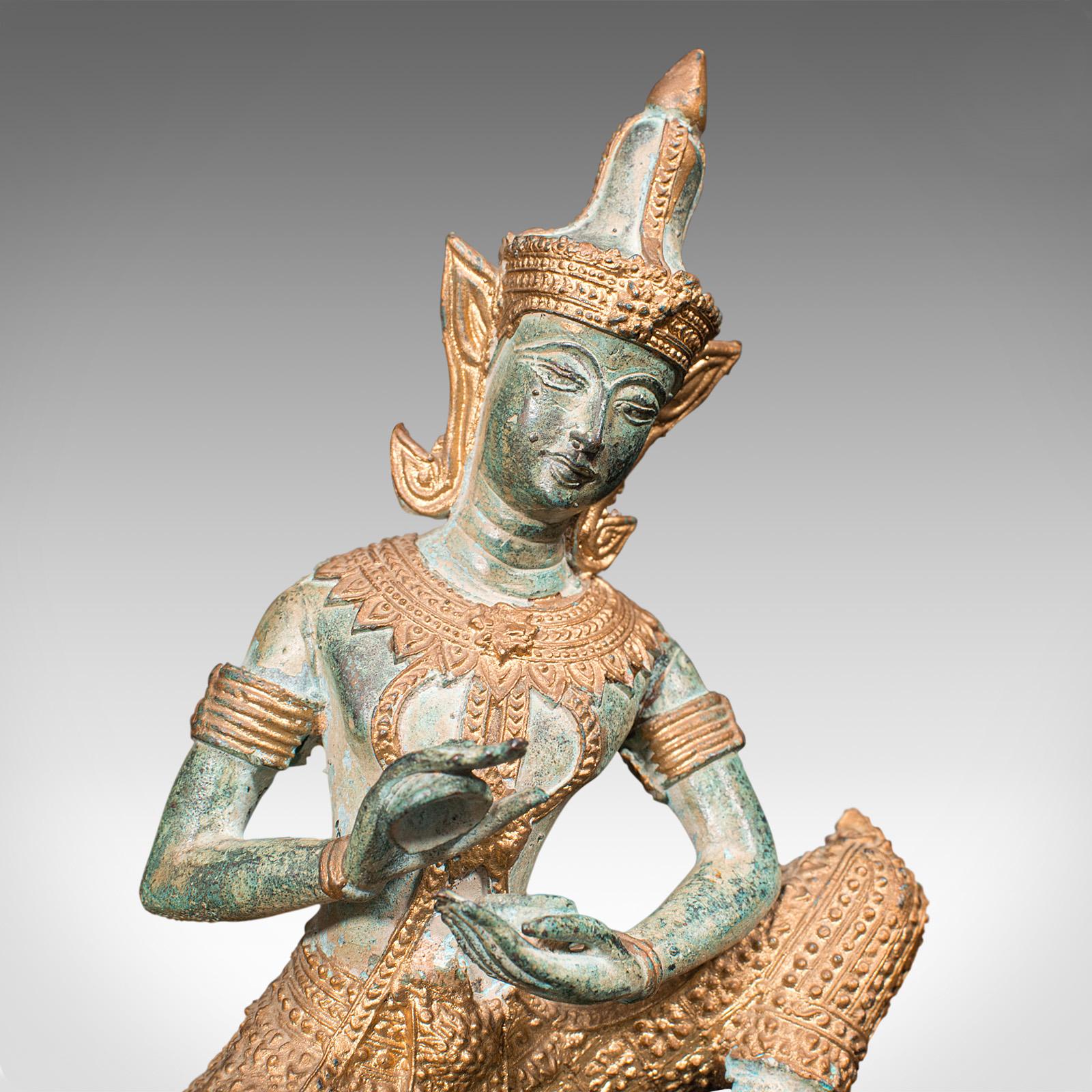 20th Century Vintage Decorative Figure, Oriental, Gilt Bronze, Statue, Thai Deity, Art Deco For Sale