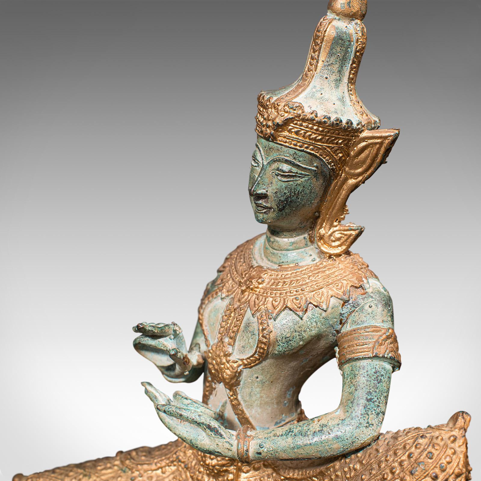 Vintage Decorative Figure, Oriental, Gilt Bronze, Statue, Thai Deity, Art Deco For Sale 1