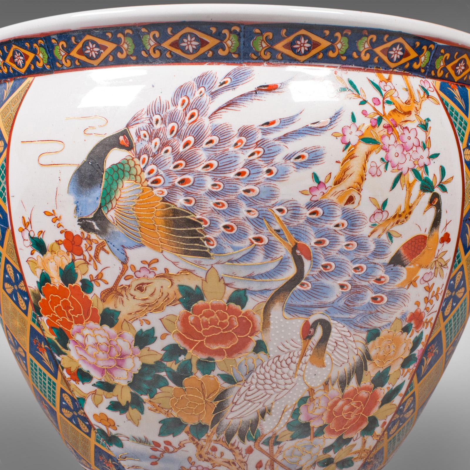 Vintage Decorative Fish Bowl, Chinese, Ceramic, Jardiniere, Planter, Art Deco 3