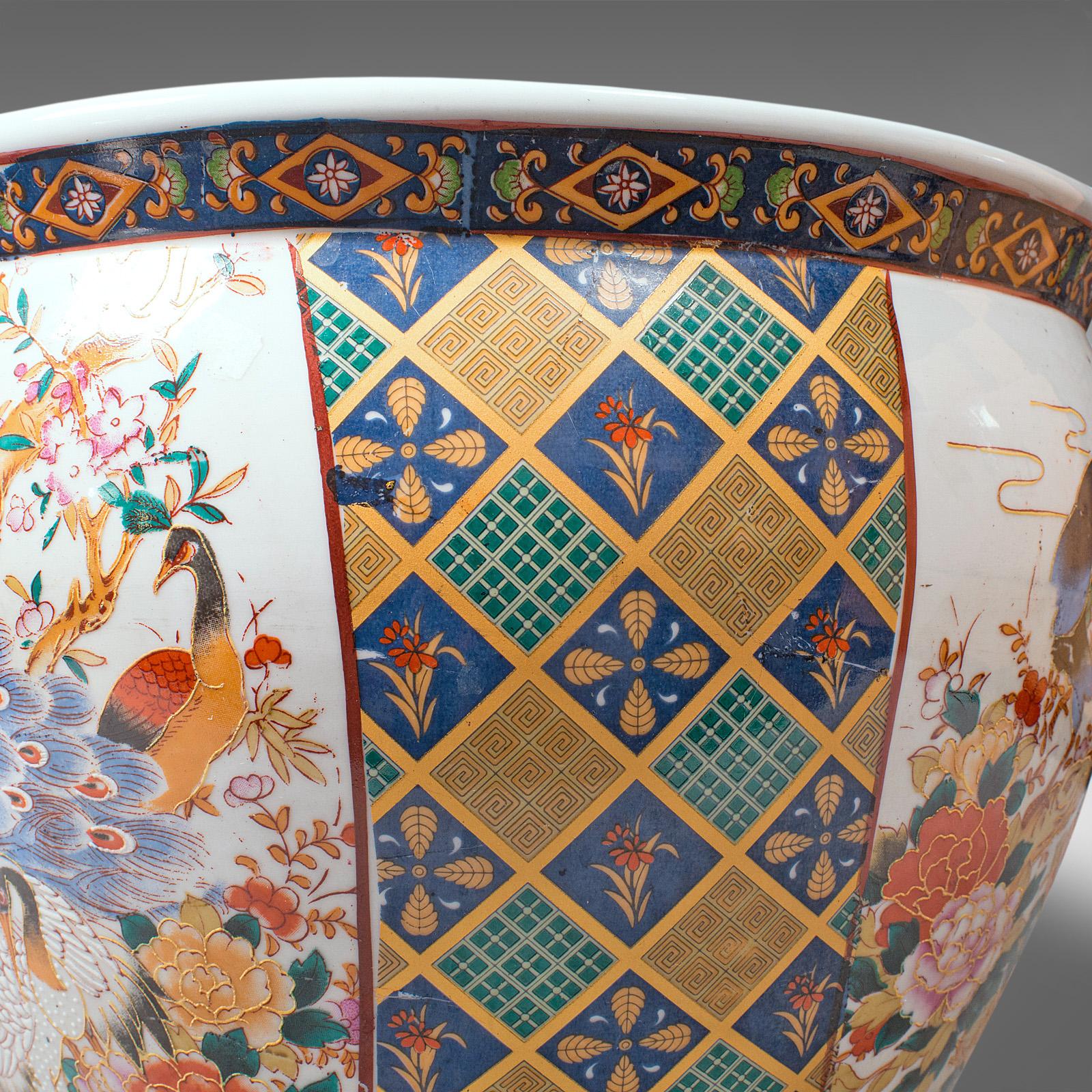 Vintage Decorative Fish Bowl, Chinese, Ceramic, Jardiniere, Planter, Art Deco 4