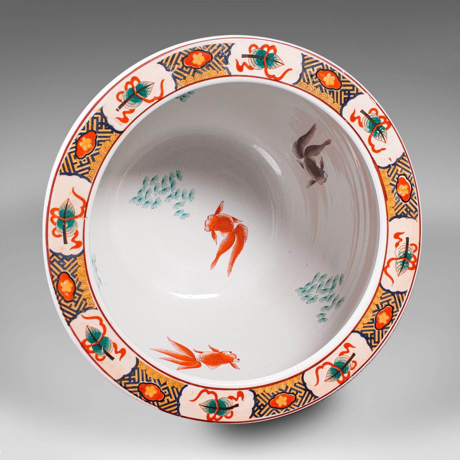 20th Century Vintage Decorative Fish Bowl, Chinese, Ceramic, Jardiniere, Planter, Art Deco