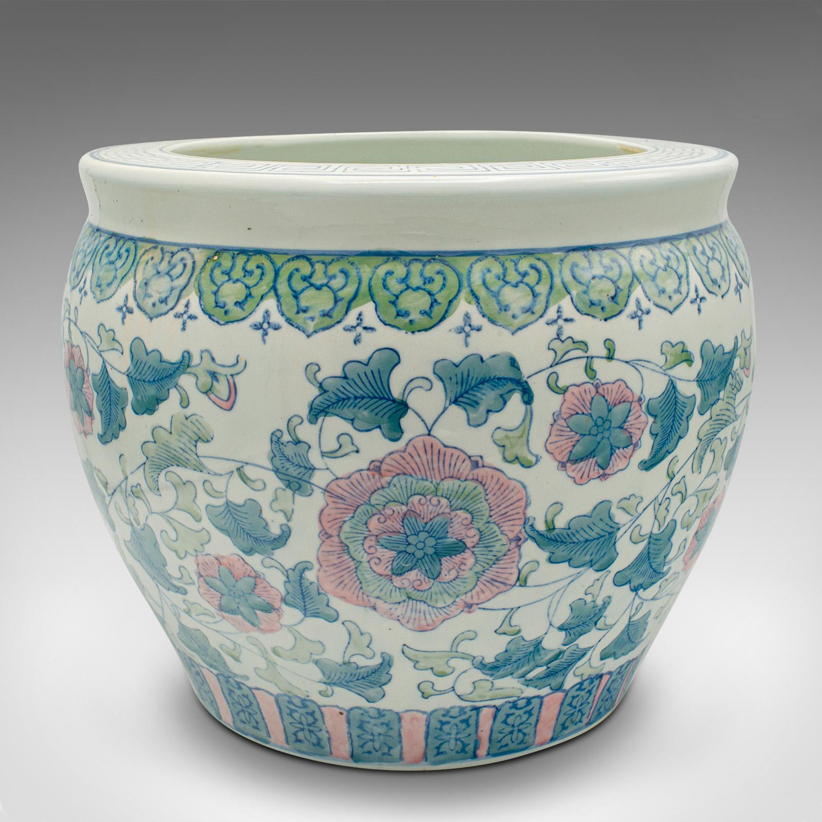 Vintage Decorative Fishbowl, Chinese, Ceramic, Planter, Jardiniere, Art Deco In Good Condition In Hele, Devon, GB