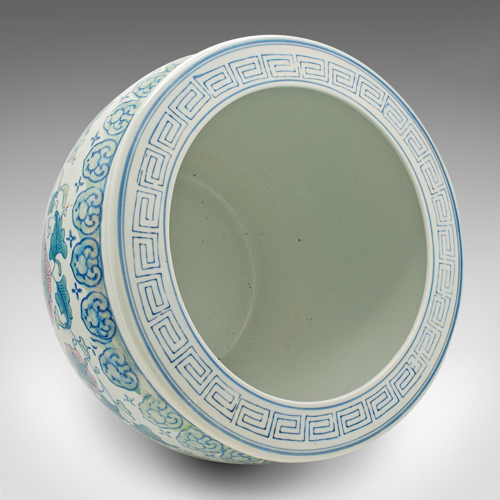 Vintage Decorative Fishbowl, Chinese, Ceramic, Planter, Jardiniere, Art Deco 2