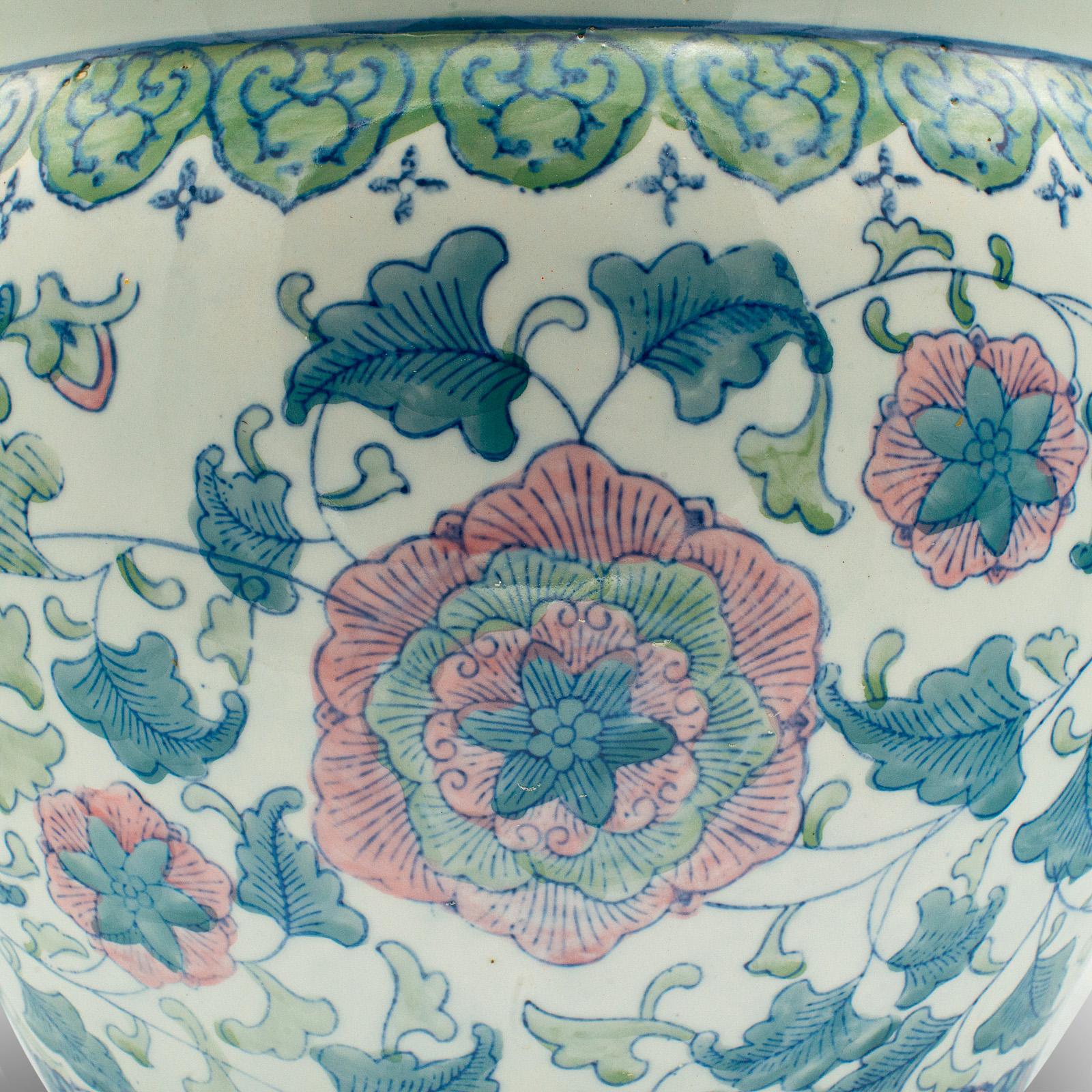 Vintage Decorative Fishbowl, Chinese, Ceramic, Planter, Jardiniere, Art Deco 4