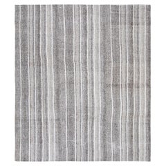Moderner Flachgewebe-Teppich in Grautönen aus der Mitte des Jahrhunderts