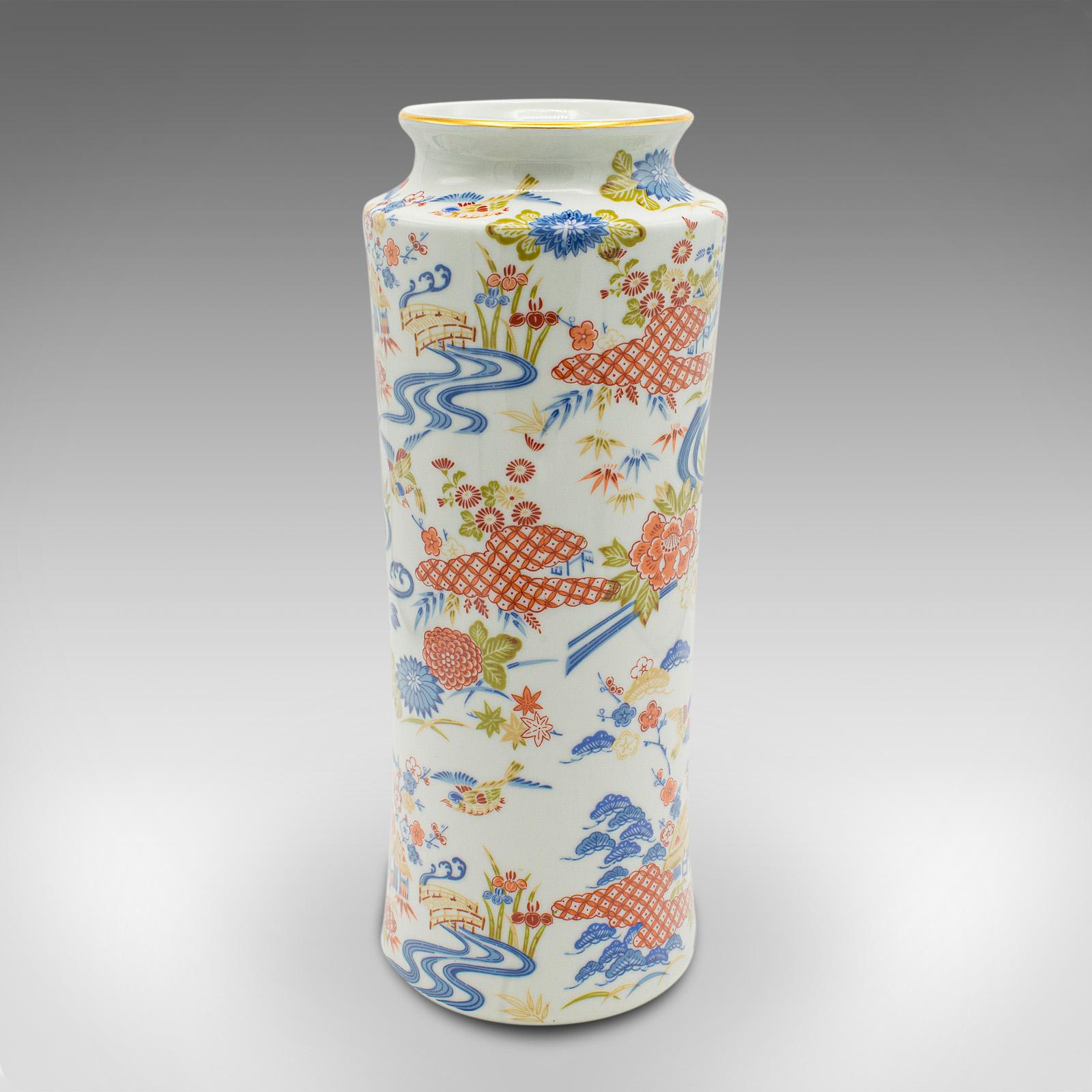 Chinese Export Vintage Decorative Flower Vase, Chinese, Ceramic, Stem Sleeve, Art Deco Revival For Sale