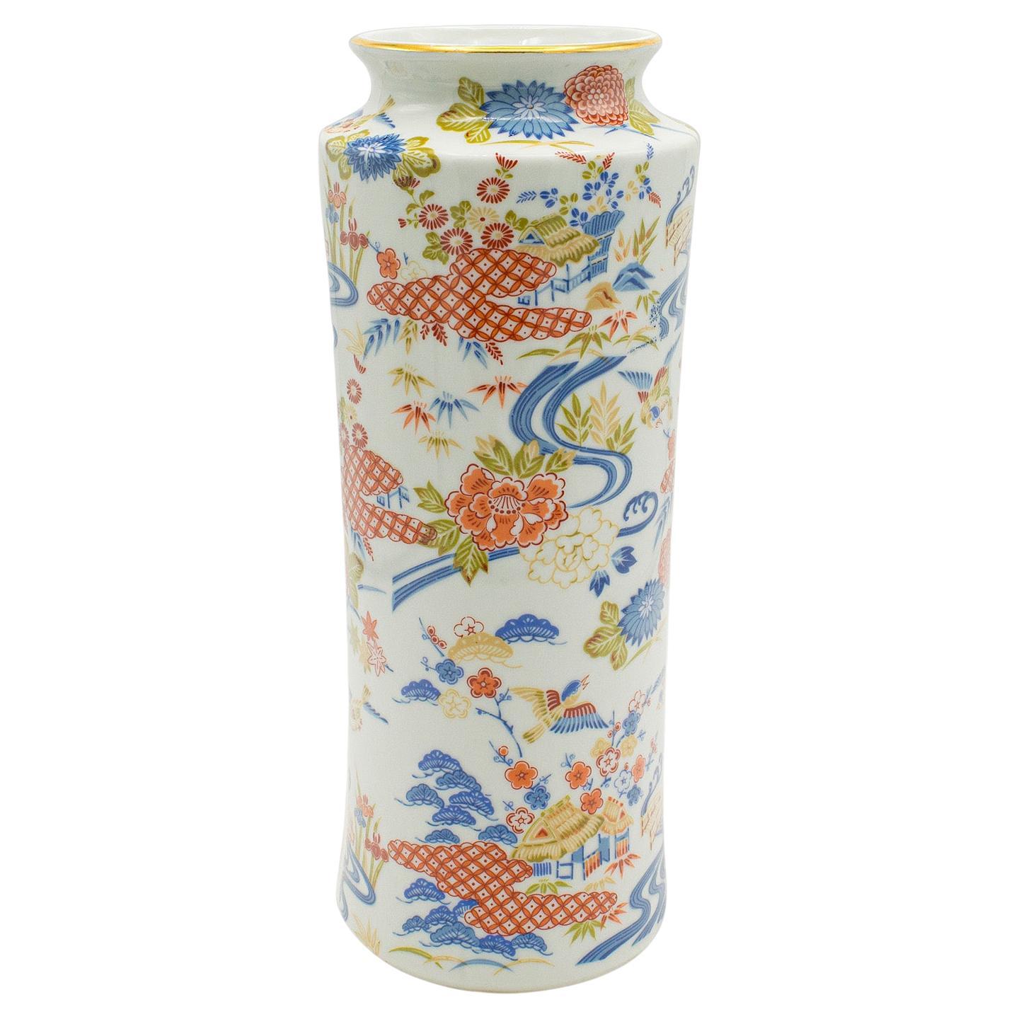 Vase à fleurs décoratif vintage chinois, céramique, manches à tige, style néo-Art déco