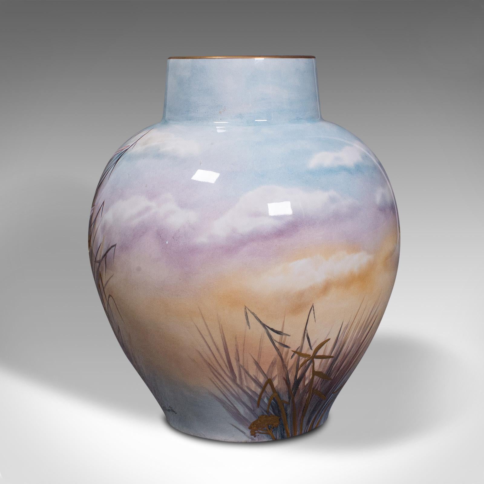 20th Century Vintage Decorative Flower Vase, English, Ceramic, Hand Painted, James Skerrett For Sale