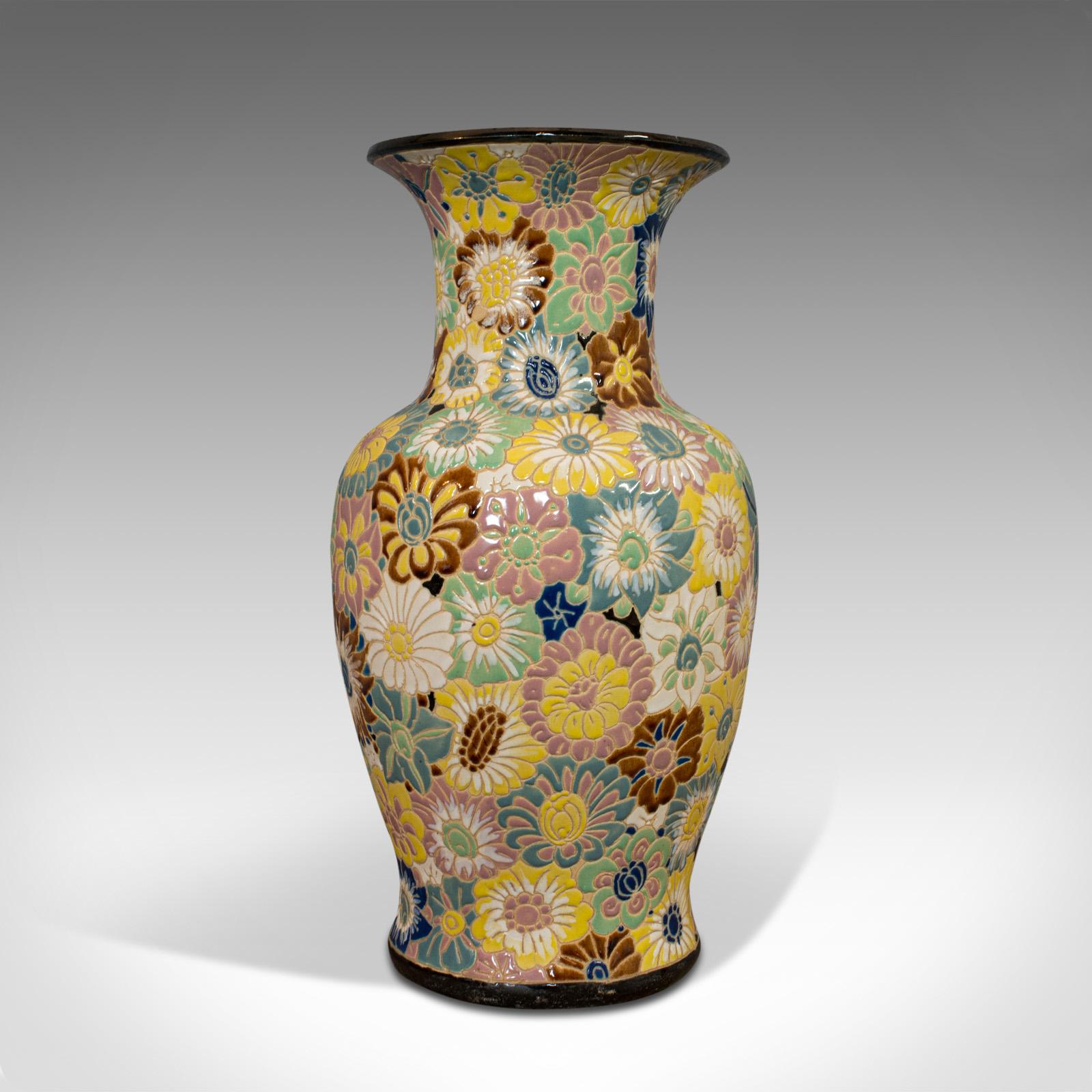 20th Century Vintage Decorative Flower Vase, Oriental, Ceramic, Decorative, Urn, Stick, Stand